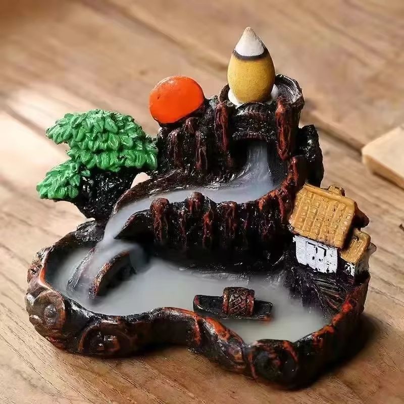 ZenFlow Mountain Waterfall Backflow Incense Burner Aromatherapy Smoke Censer Decor