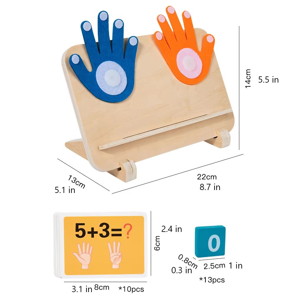 Montessori Finger Counting Math Board, Wooden Number Learning Toy for Toddlers (1–10)
