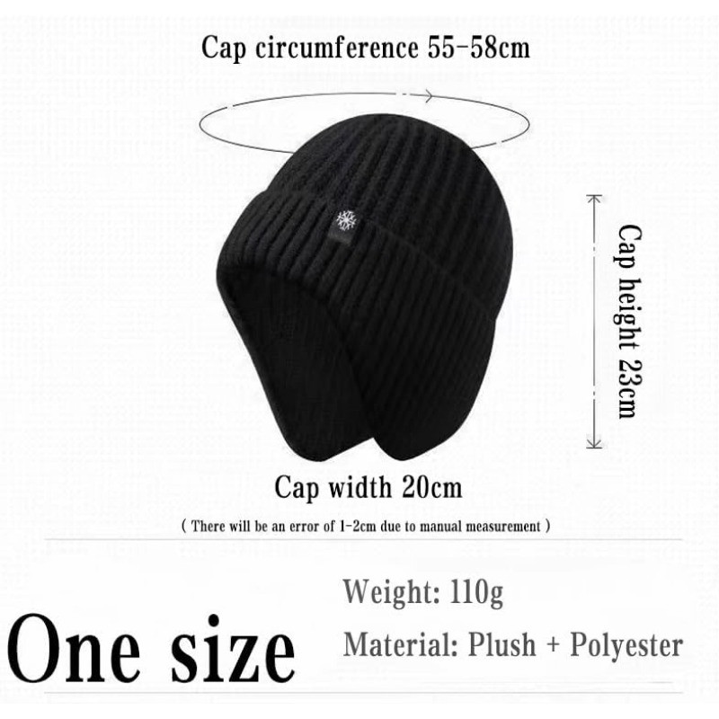 Cycling Ear Protection Men Winter Knitted Hat, Plush Warmth Peaked Cap, Faux Fur Lined Bomber Hats