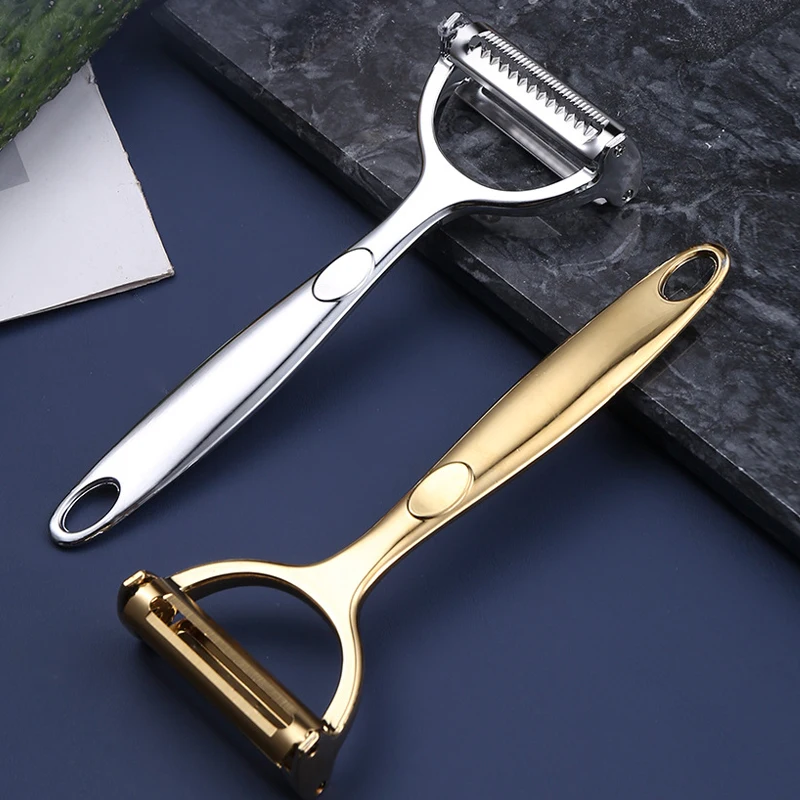 Golden Vegetable Peeler, Potato Carrot Peeler, Stainless Steel Kitchen Tool with Non-Slip Handle