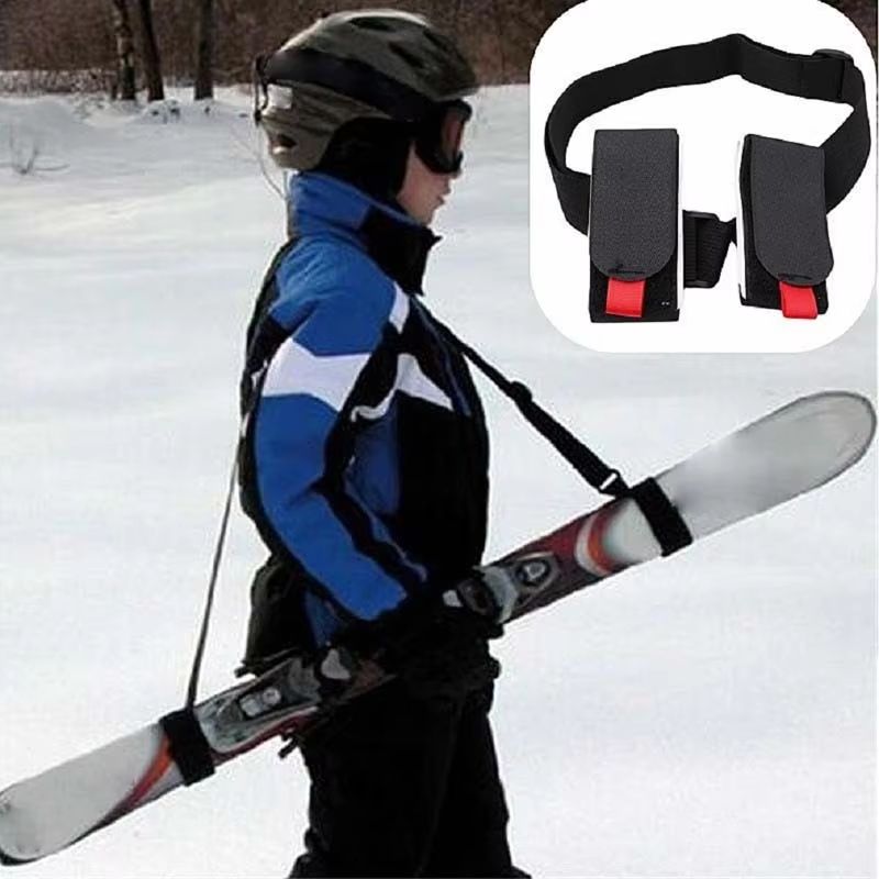 Outdoor Ski and Snowboard Shoulder Carry Straps with Fixed Hand-Held Double Board Support