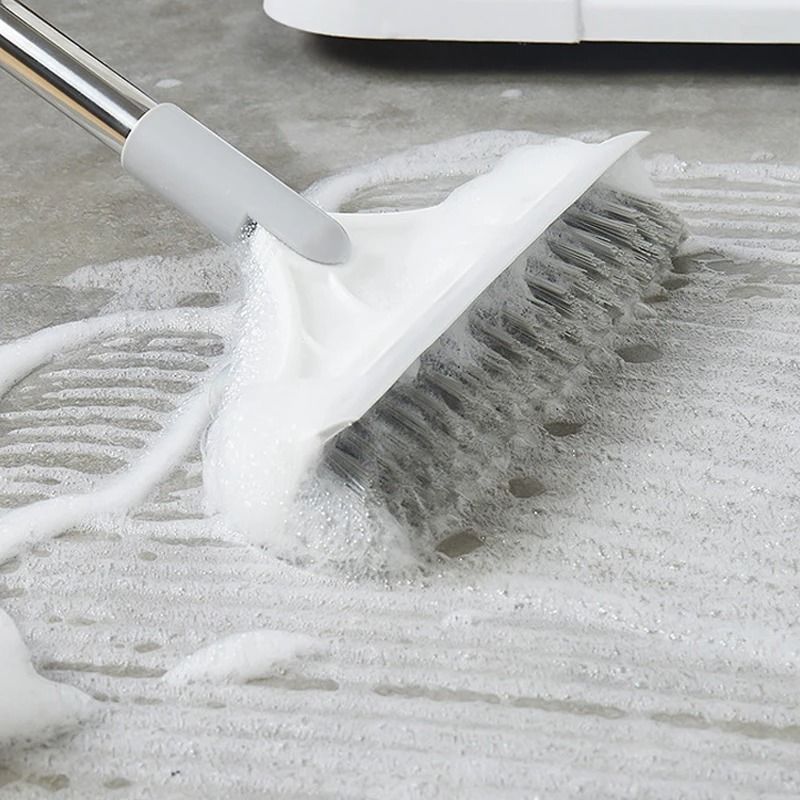 Rotating Floor Scrub Brush Long Handle Stiff Bristle Squeegee Mop