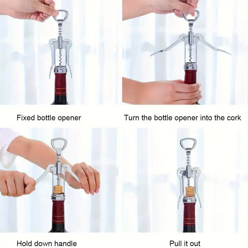 Red Wine Opener Wing Type, Stainless Steel Wine Opener, Metal Sommeliers Corkscrew, Bottle Openers Corkscrews