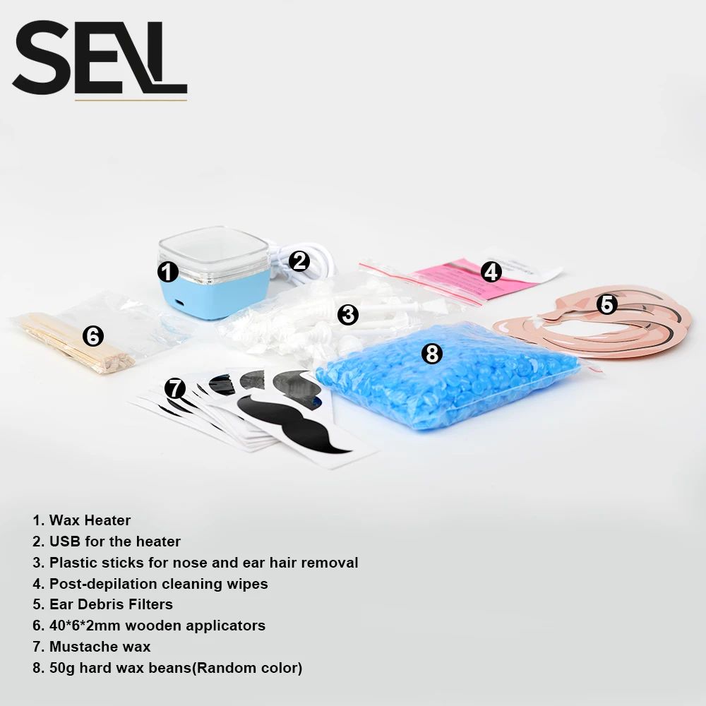 USB Wax Heater Machine Facial Nose Hair Removal Waxing Kit