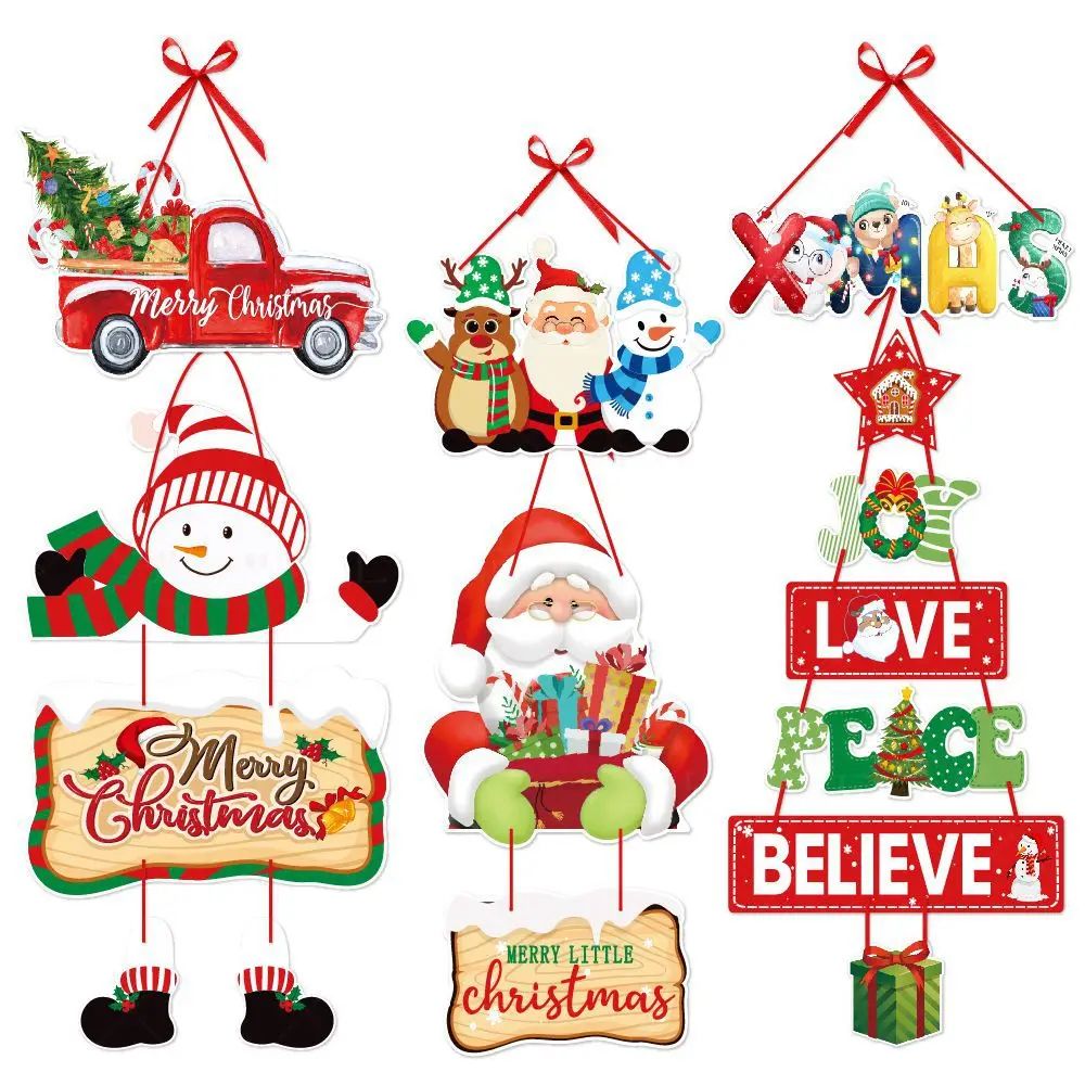 Christmas Door Hanging Paper Banner Santa Snowman Car Decor