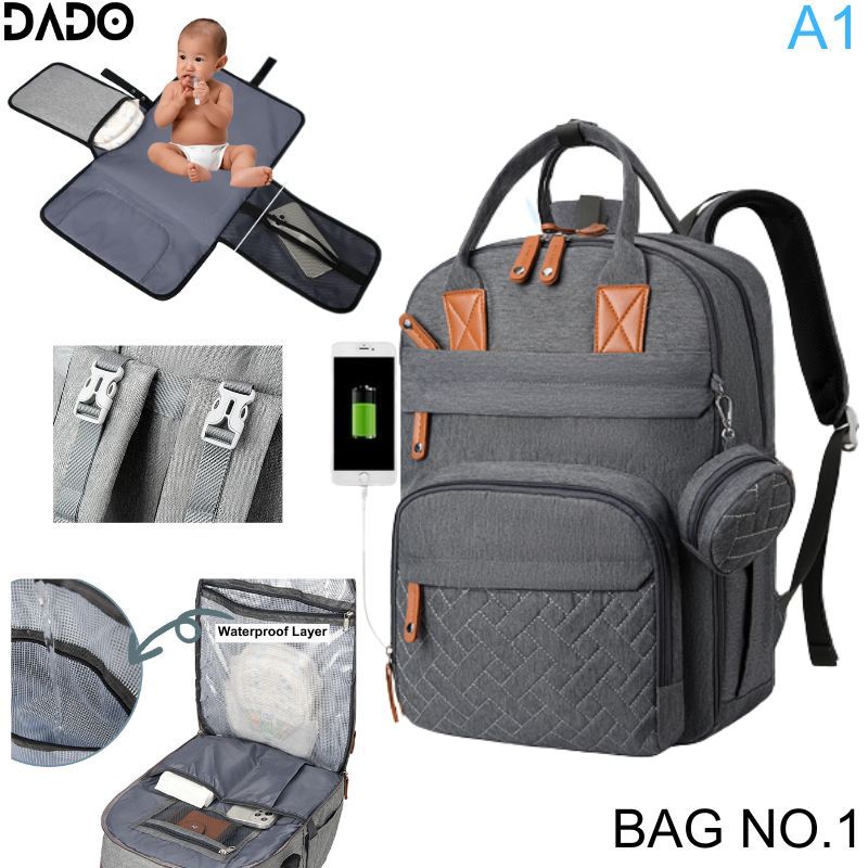 Diaper Bag Backpack Baby Essentials Travel Tote, Multifunction Waterproof with Changing Station Pad & Stroller Straps
