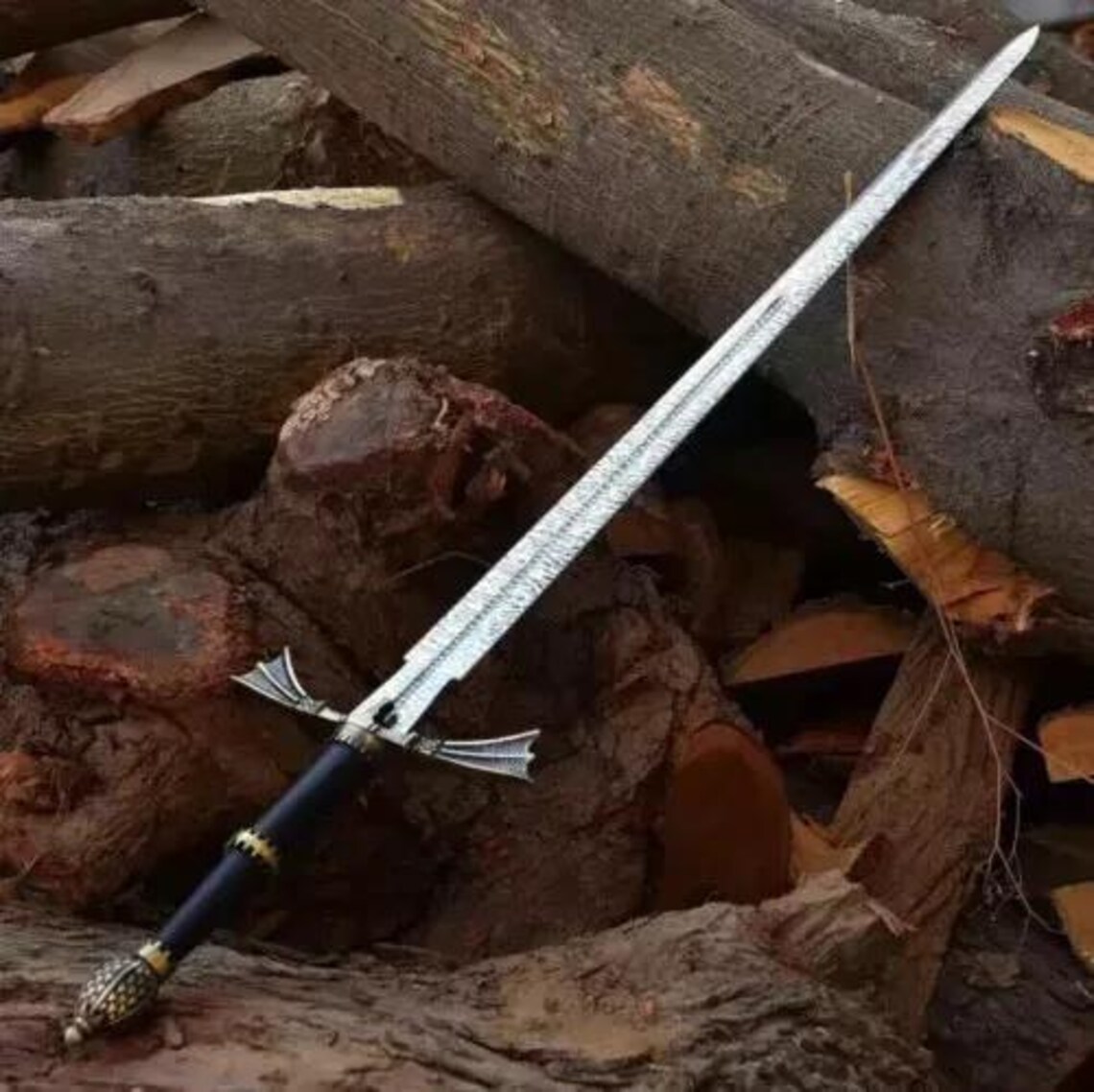 Damascus Steel Swiss Dagger Viking Gladius Double Edge Sword 38 Inches Handmade Damascus Steel Sword With Sheath