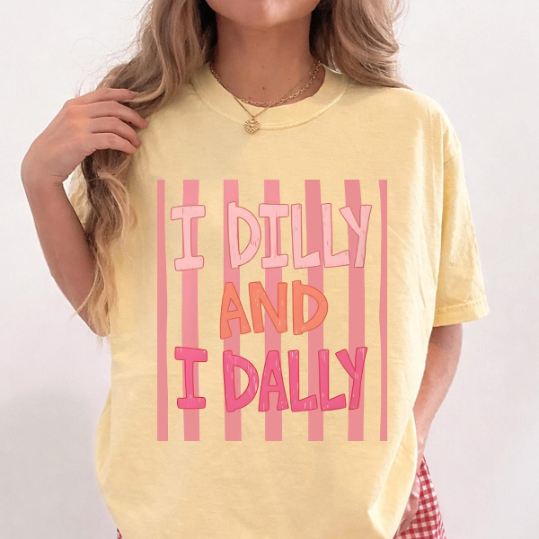 I Dilly and I Dally Shirt Funny Introvert Lazy Graphic Tee Trendy Outfit Gift