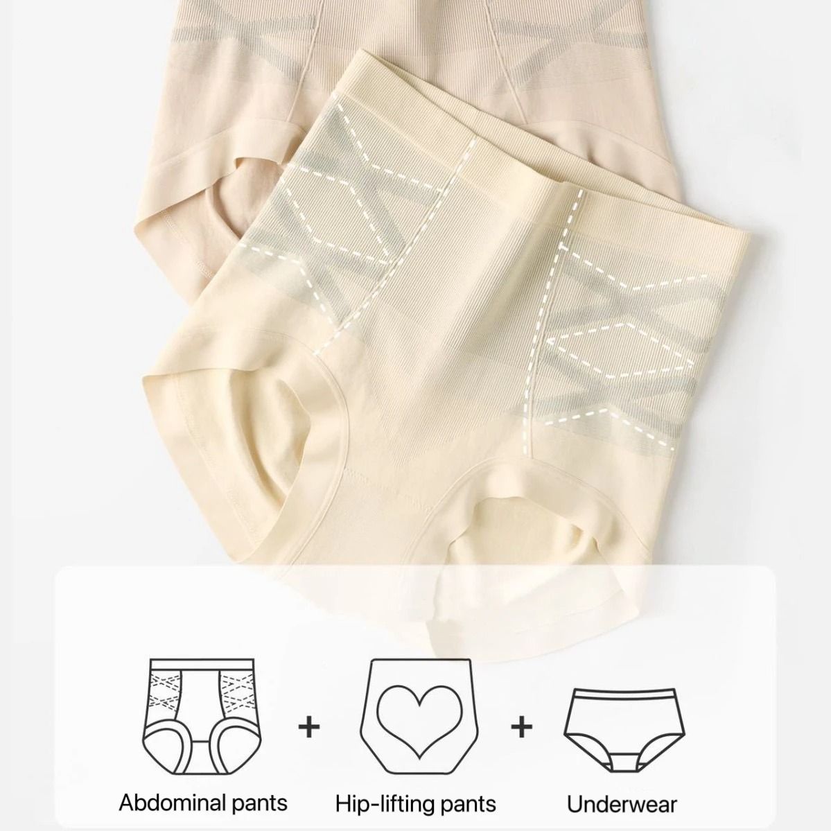 Womens High Waist Shaping Panties Seamless Breathable Slimming Underwear Three Piece Set