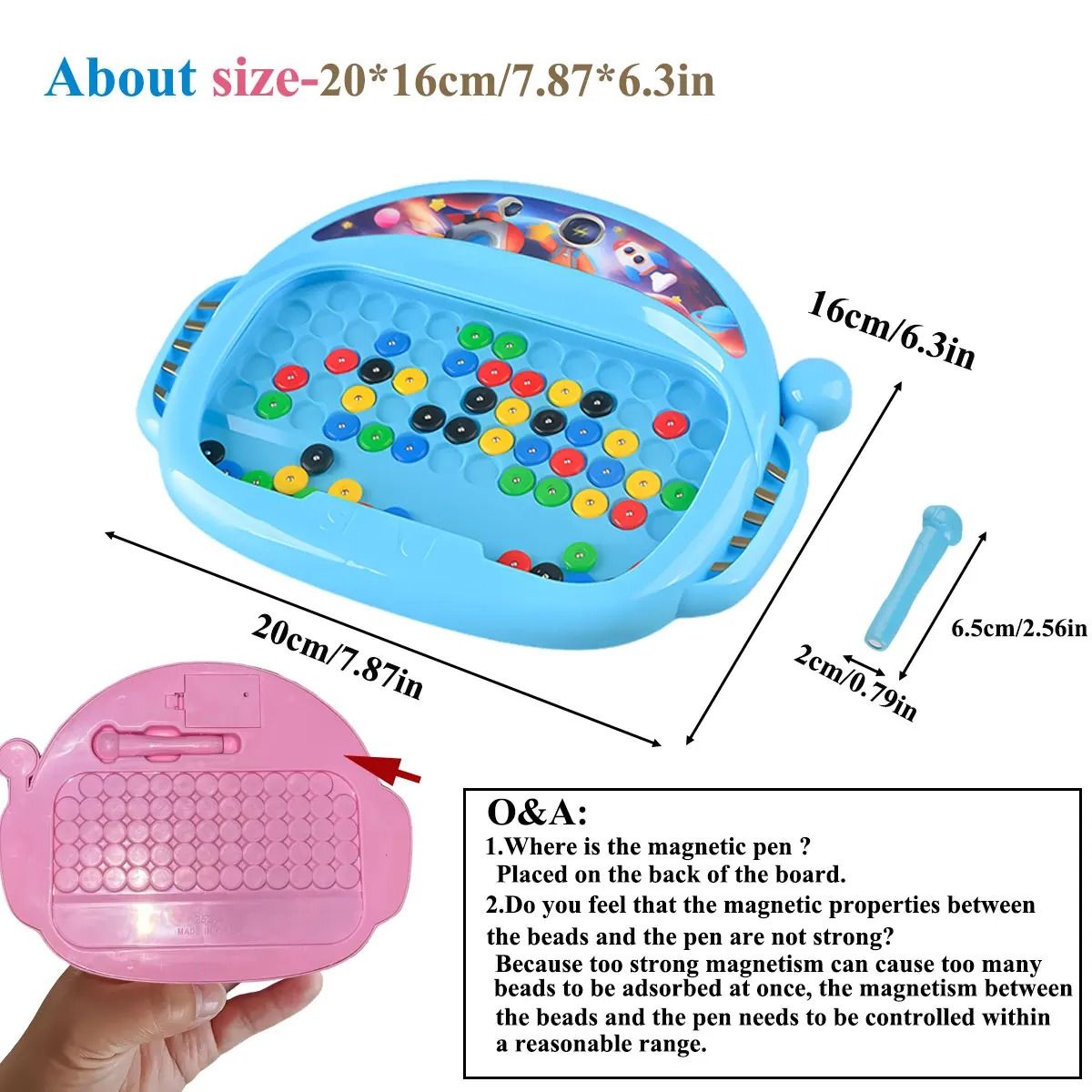Childrens Magnetic Doodle Drawing Board Educational Toy with Pen and Beads