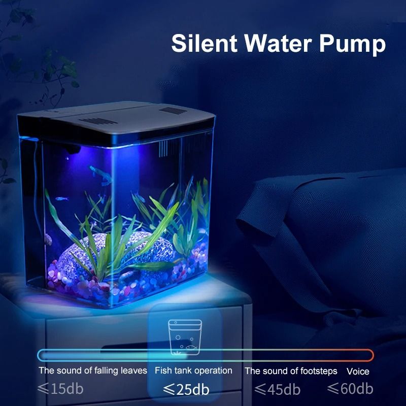 Mini Ecological Fish Tank with LED Light and Self-Circulating Filter – Compact Desktop Aquarium for Home or Office