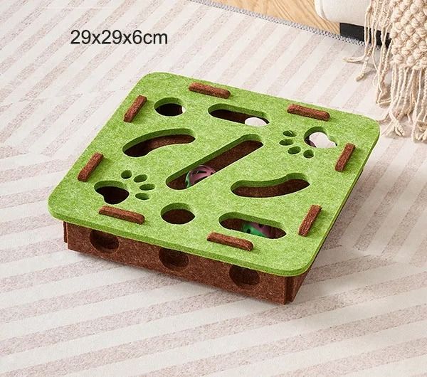 Felt Cat Puzzle Maze Box with Bell Ball Interactive Toy