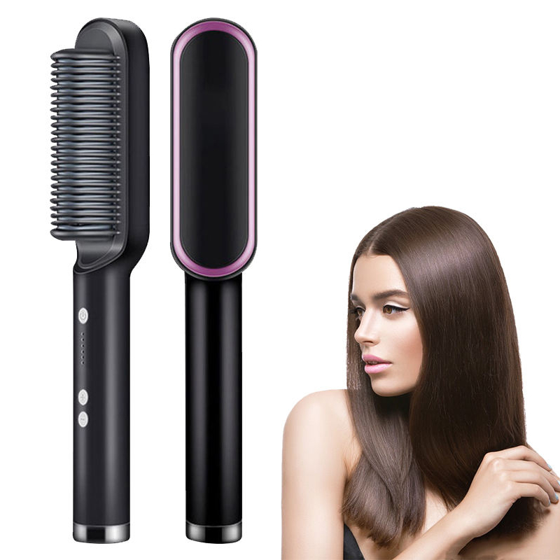 Electric Hair Straightener Brush, Professional Fast Heating Ceramic Hair Straightener