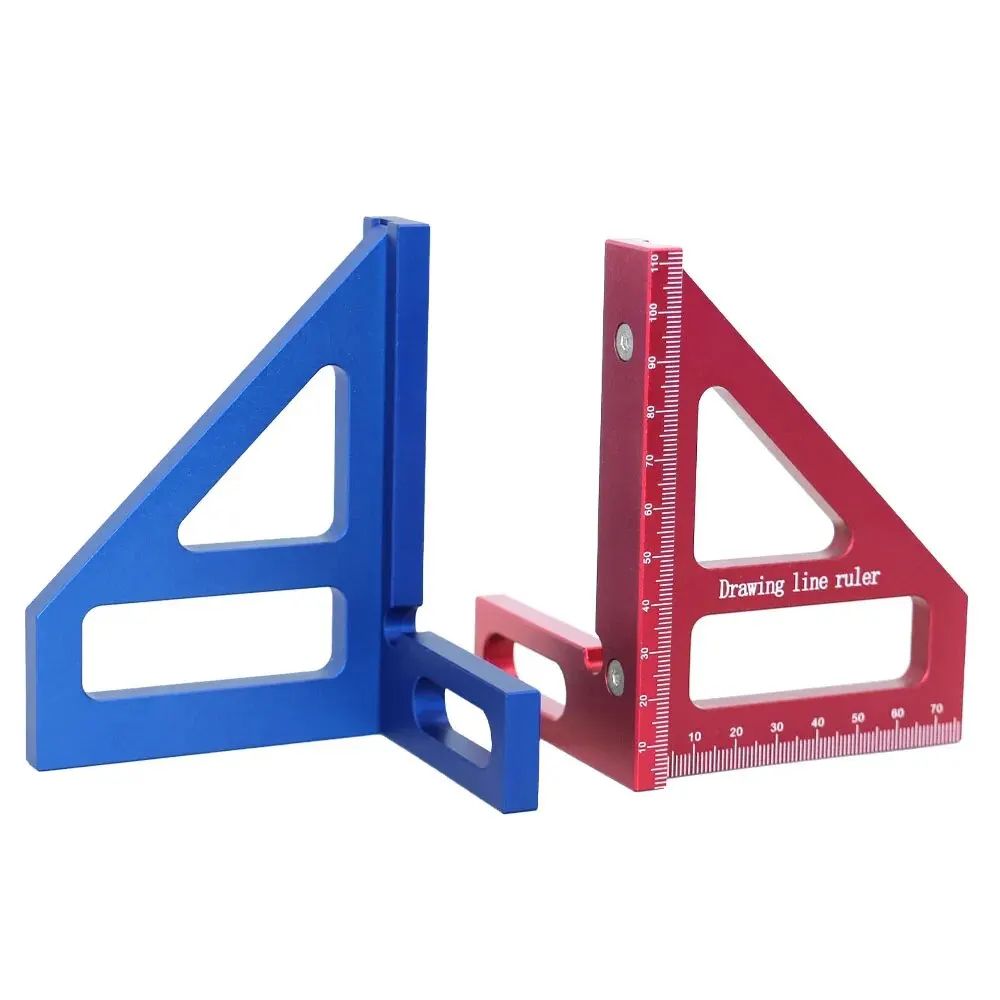 Aluminum Carpenter Square Protractor 3D Multi-Angle Miter Triangle Ruler, 45/90° Woodworking Layout Measuring Tool