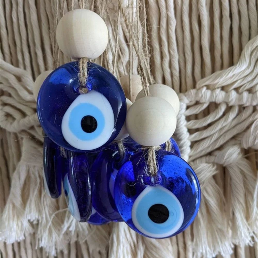Turkish Evil Eye Wall Hanging Decor – Blue Glass Protection Charm Home Gift