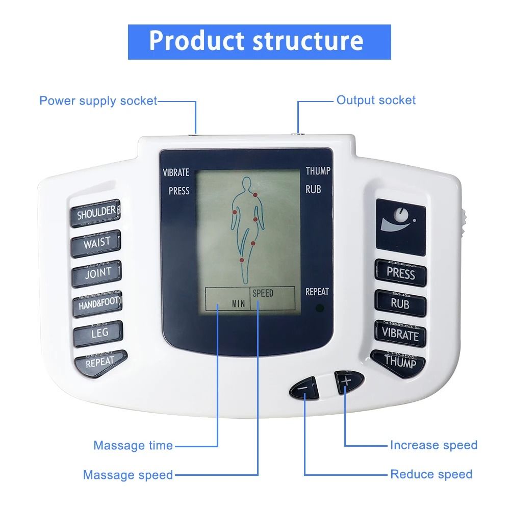 Electrical EMS TENS Muscle Stimulator with 10 Levels and 16 Electrode Pads