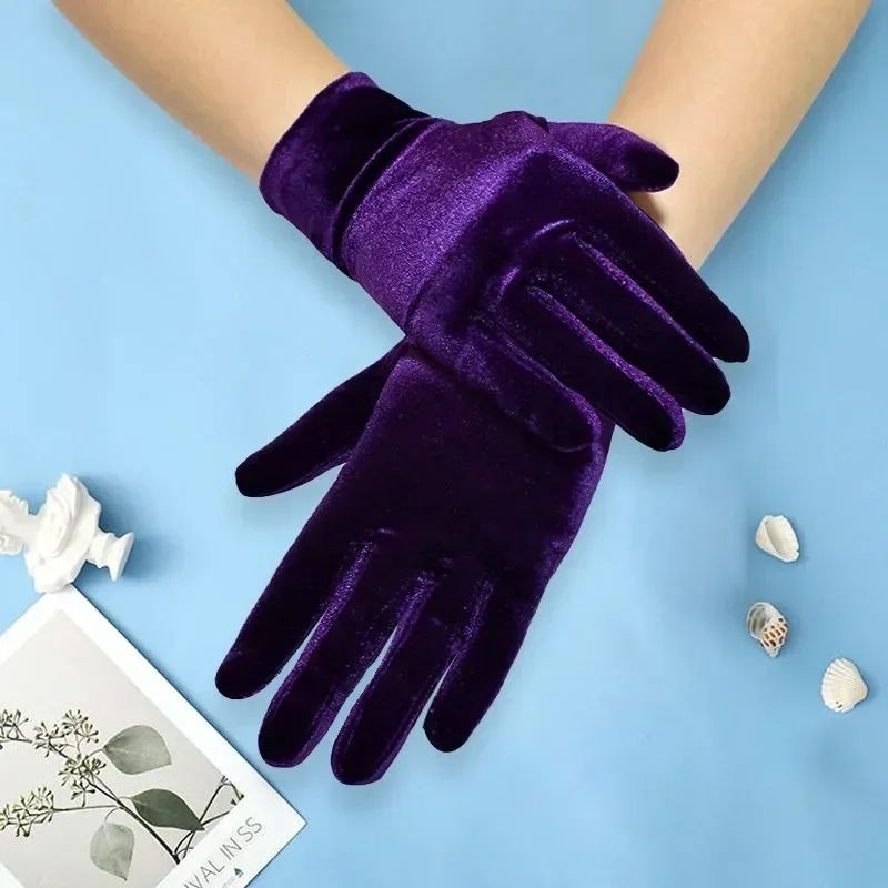 Elegant Stretch Short Opera Gloves for Women – Vintage Wrist Length Gloves for Tea Parties, Cosplay & Evening Events