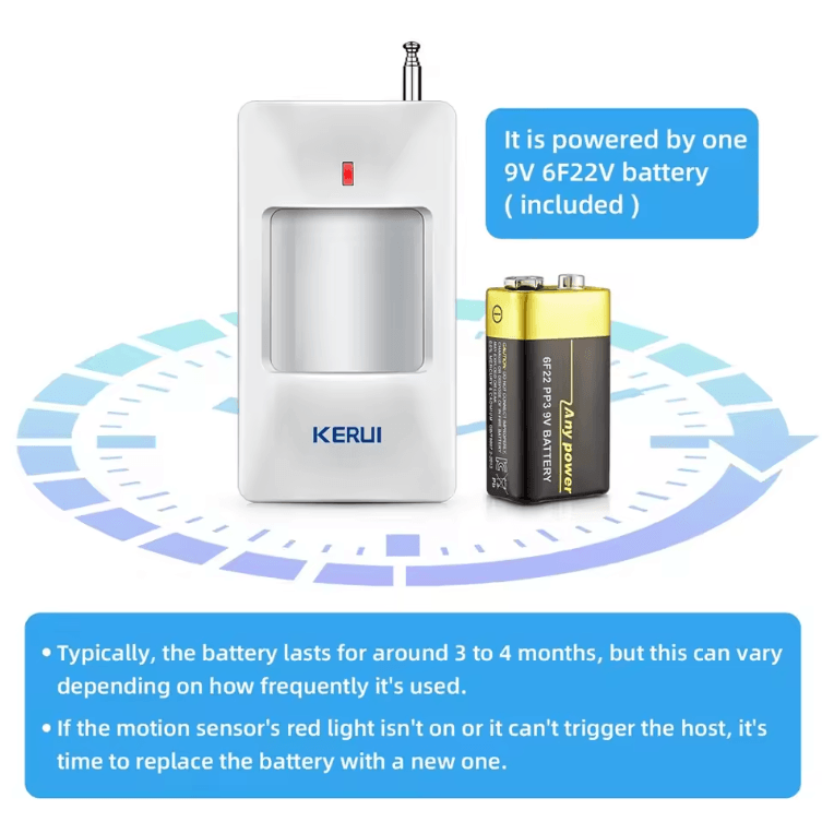 KERUI Wireless PIR Motion Sensor Detector – Intelligent Infrared Security Sensor for W181/W202 Alarm Systems