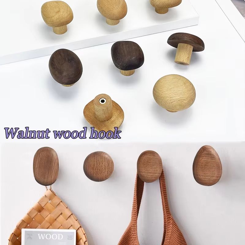 Natural Wooden Wall Coat Hooks Minimalist Peg Rack for Entryway, Bags & Towels