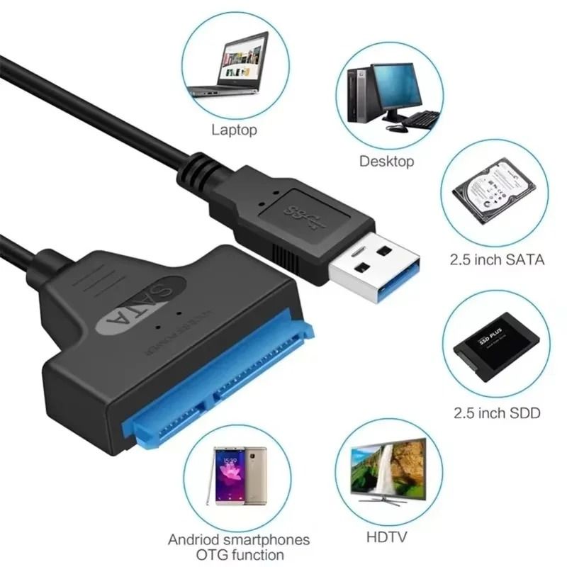SATA to USB 3.0 Hard Drive Adapter Cable for 2.5 Inch HDD and SSD External Data Converter