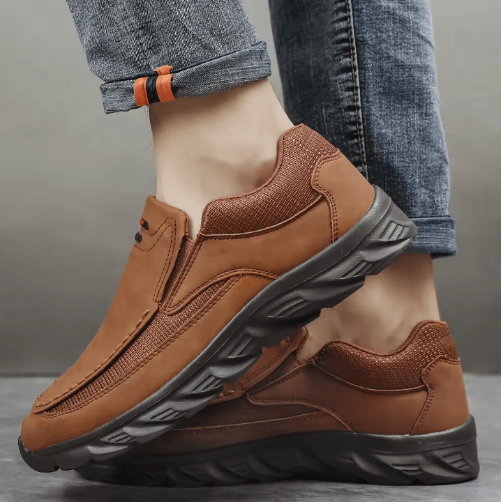 Men Leather Casual Shoes Comfortable Breathable Walking Sneakers and Loafers