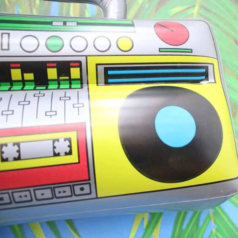 Inflatable Boombox and Microphone Set 80s 90s Theme Disco Party Props
