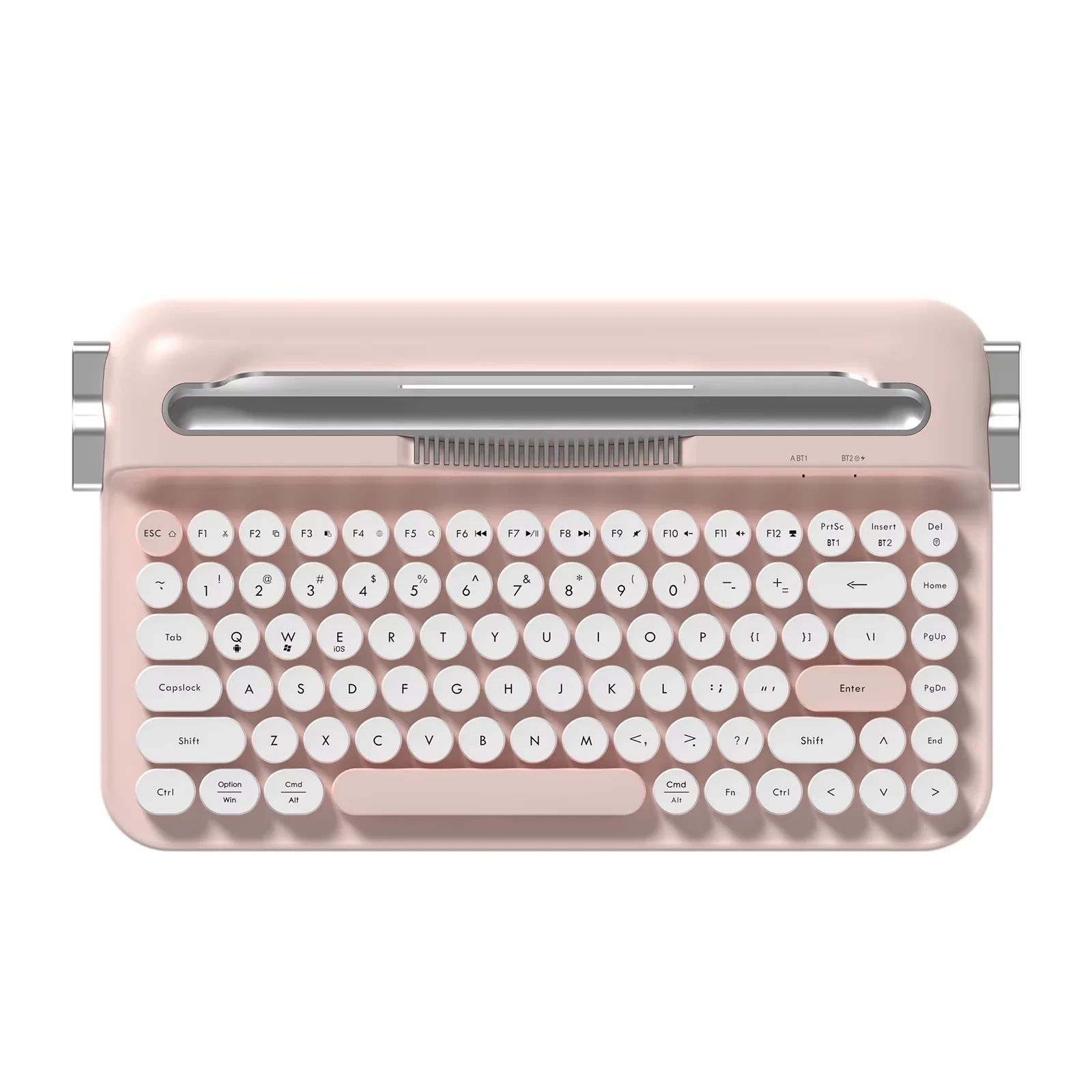 Retro Wireless Typewriter Keyboard with Round Keycaps