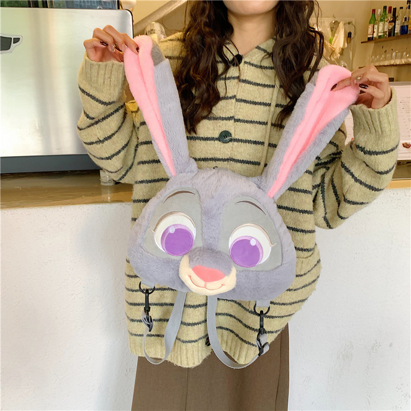 Cute Fox Plush Backpack Bunny Fashion Plushie Knapsack, Animal Sling Bag for Kids, Versatile Gift for Children