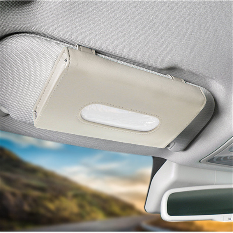 PU Leather Car Tissue Box Sun Visor Hanging Block Towel Napkin Holder Organizer Storage Bag Paper Rack