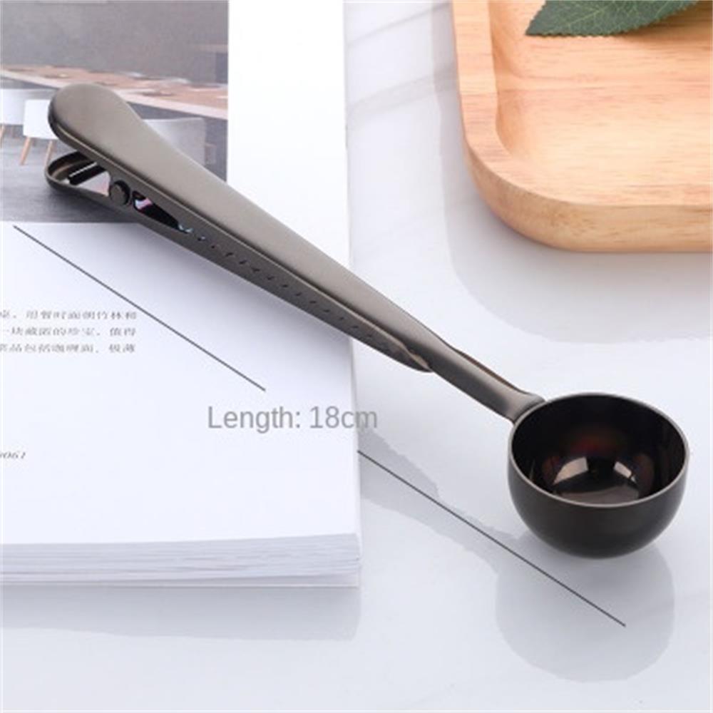 Stainless Steel Coffee Scoop with Sealing Clip, Coffee Powder Measuring Scoop, Tea Milk Powder Scoop