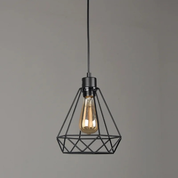 Nordic Geometric Iron Pendant Light, Creative Retro Chandelier for Restaurant & Bar Decor