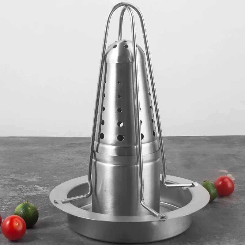 Stainless Steel Roasting Grill Stand, Outdoor Portable Chicken Roaster Rack, Removable Non Stick Grilled Chicken Plate