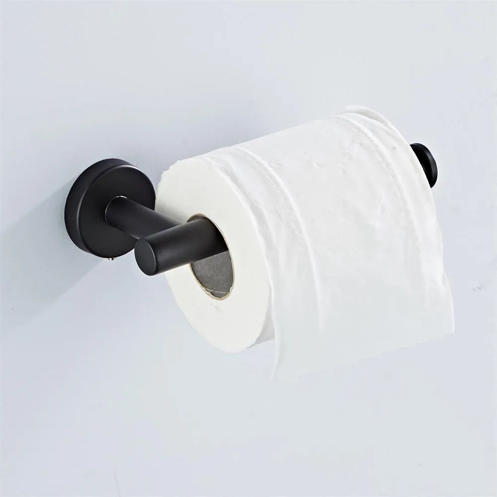 Stainless Steel Toilet Paper Holder Wall Mount, Drill-Mounted Bathroom Tissue Holder in Black or Silver