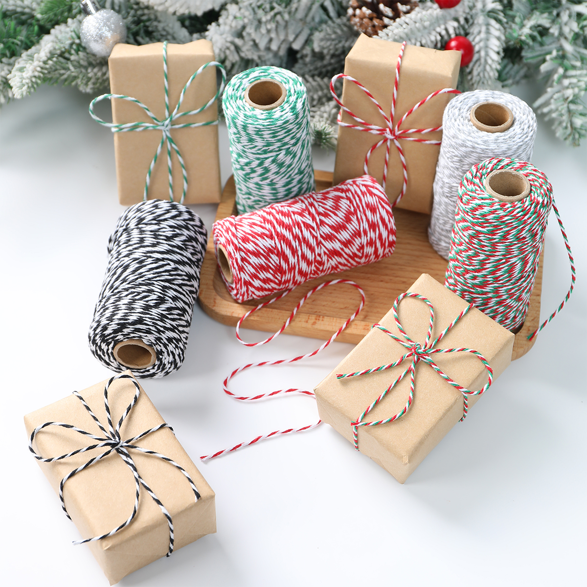 Christmas Bakers Twine String for Gift Box Packaging, Merry Christmas Decoration for Home, New Year Navidad Natal Noel