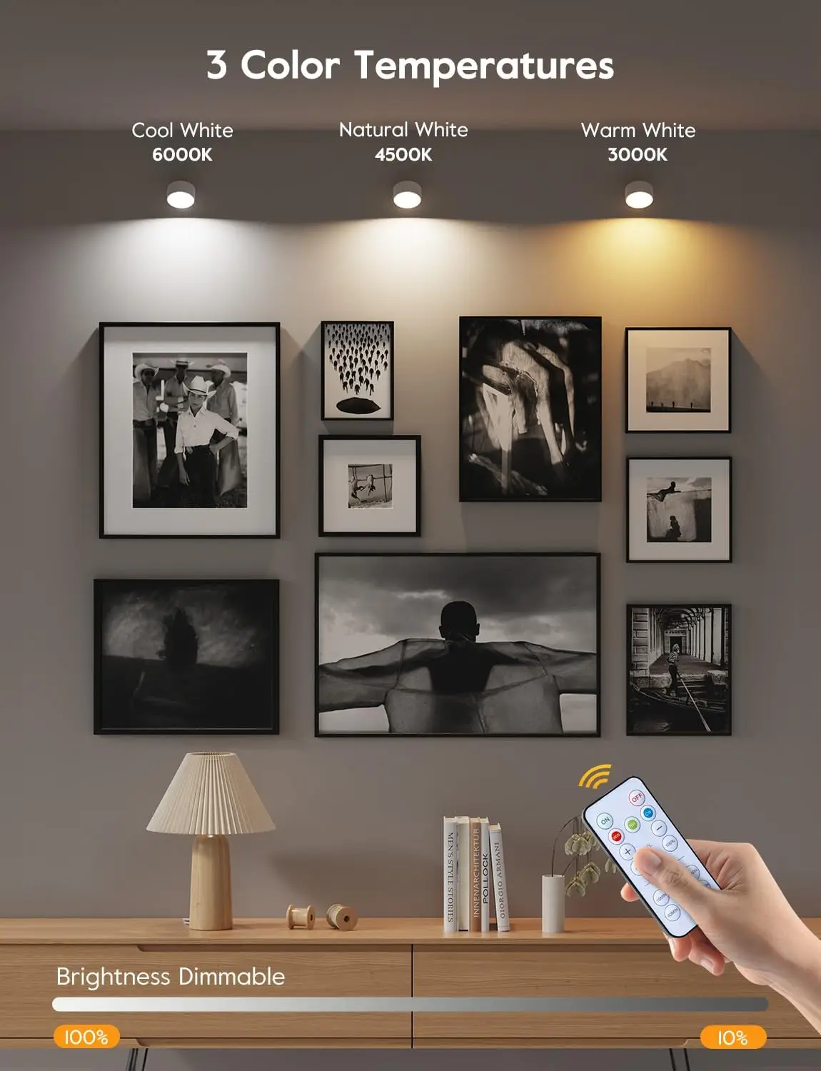 Rechargeable Dimmable LED Magnetic Wall Sconce Lights, Wall Mounted Lights with Remote