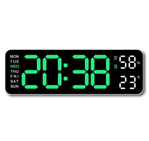 Smart LED Digital Wall Clock Silent Modern Display with Temperature & Calendar