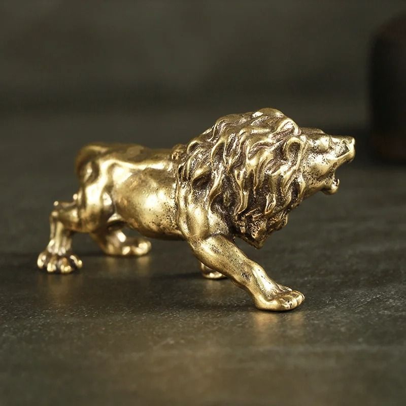 RegalPride Antique Bronze Lion King Statue Mini Brass Sculpture