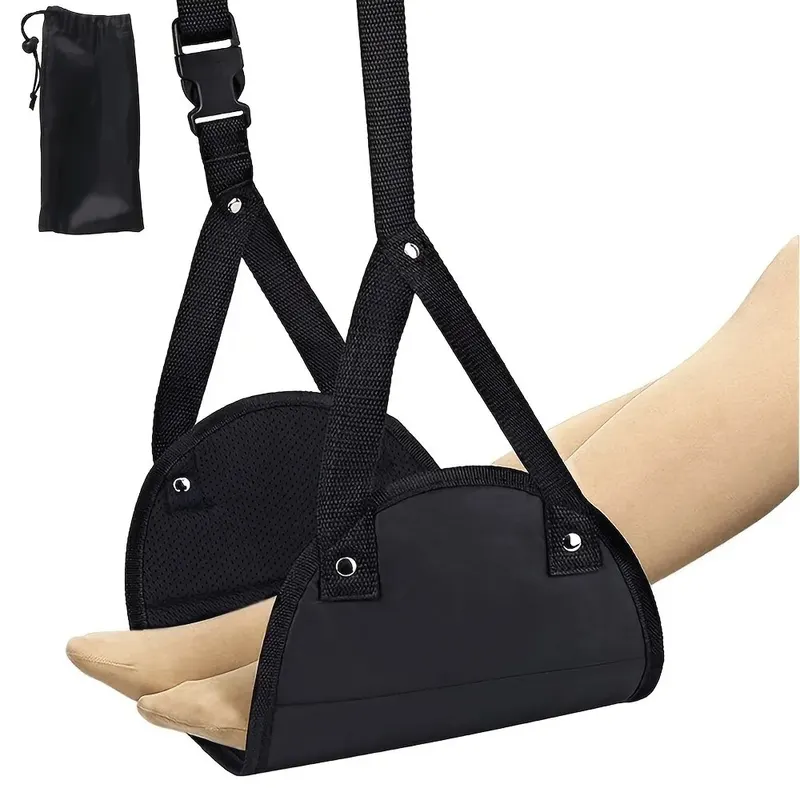 Portable Foot Hammock Travel Footrest Adjustable Airplane and Desk Comfort Rest