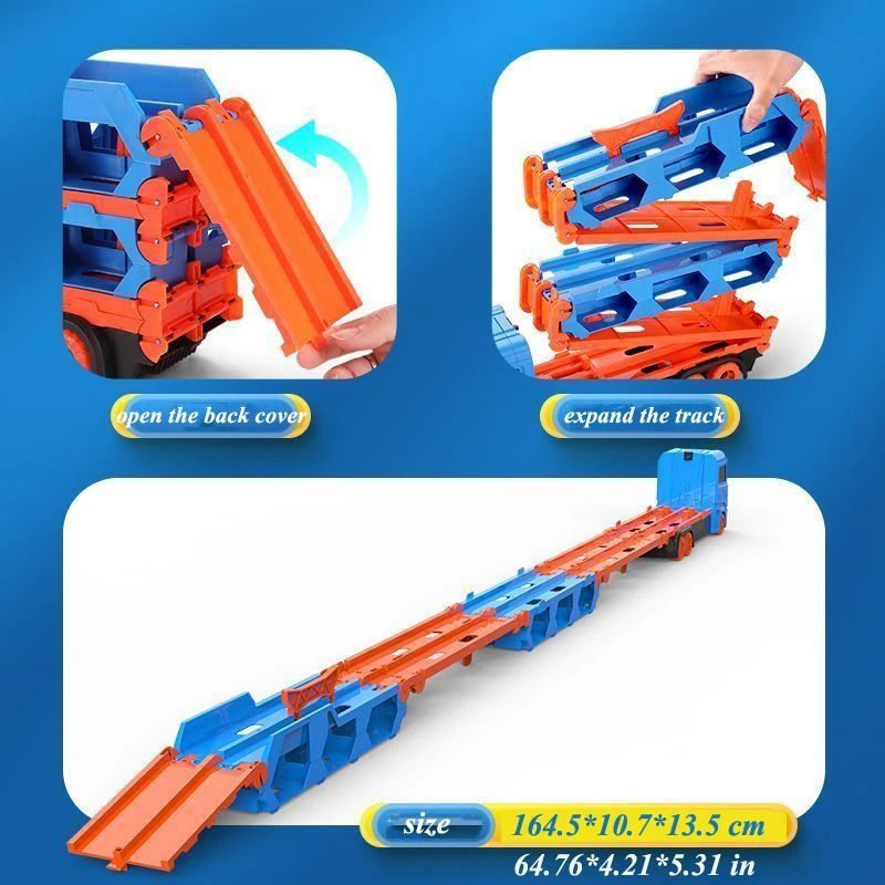 Large Car Transporter Truck Folding Racing Track Toy for Kids