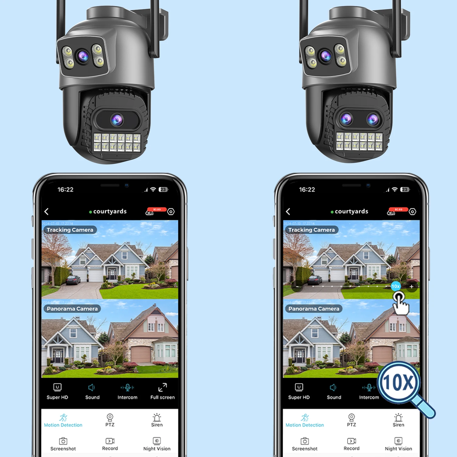 Wifi Camera Outdoor, PTZ Security IP Camera, Digital Zoom, CCTV Video Surveillance Camera