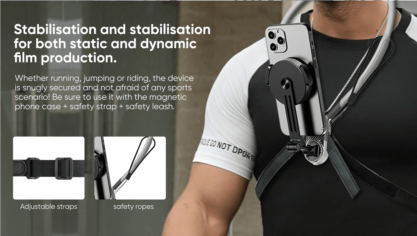 Magnetic Neck Mount Phone Holder Silicone Hands Free Video Stand