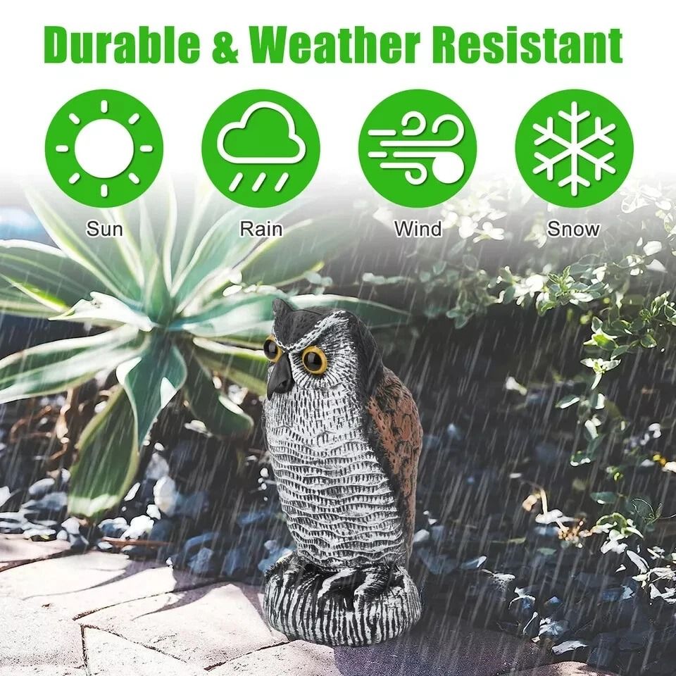 Owl Decoy Statue - Bird Scarecrow for Garden and Yard, Pigeon Repellent