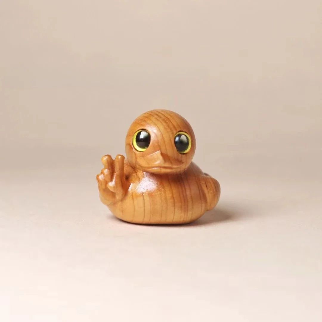 Funny Middle Finger Duck Wooden Figurine