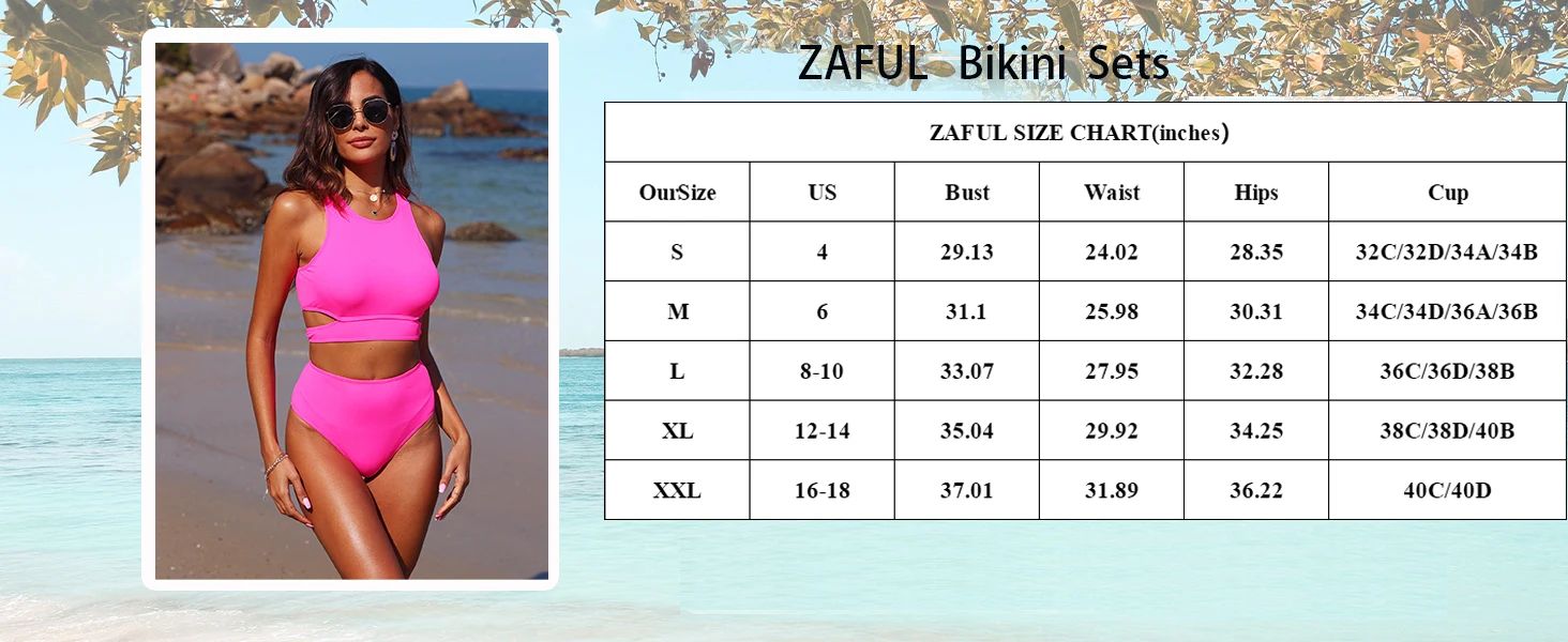 ZAFUL High Waisted Scoop Neck Bikini Set