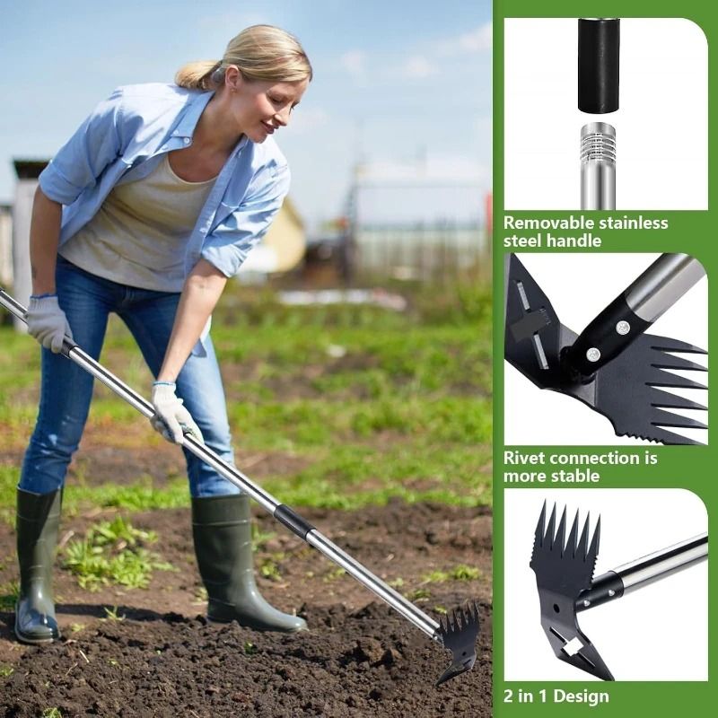 2-in-1 Assembly Weed Puller and Garden Hoe with 148cm Adjustable Handle