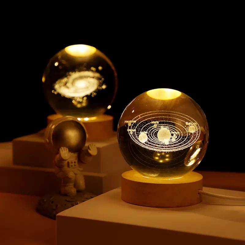 Moon Planet Galaxy Table Lamp, Kids LED Crystal Ball Toys, Educational Decor, Party, Birthday Xmas Gifts