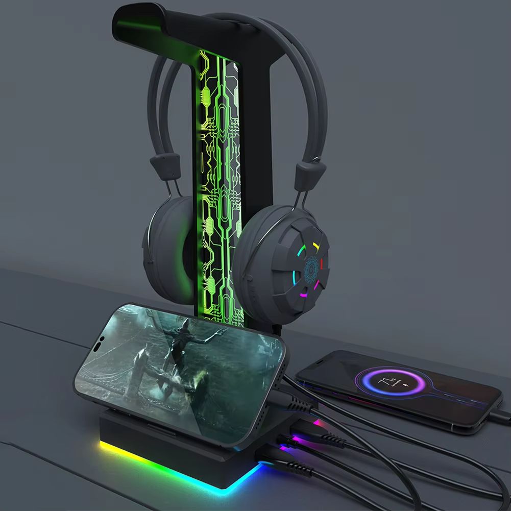 SpectraStand RGB Gaming Headphone Stand with USB Hub and 3.5mm Audio Port