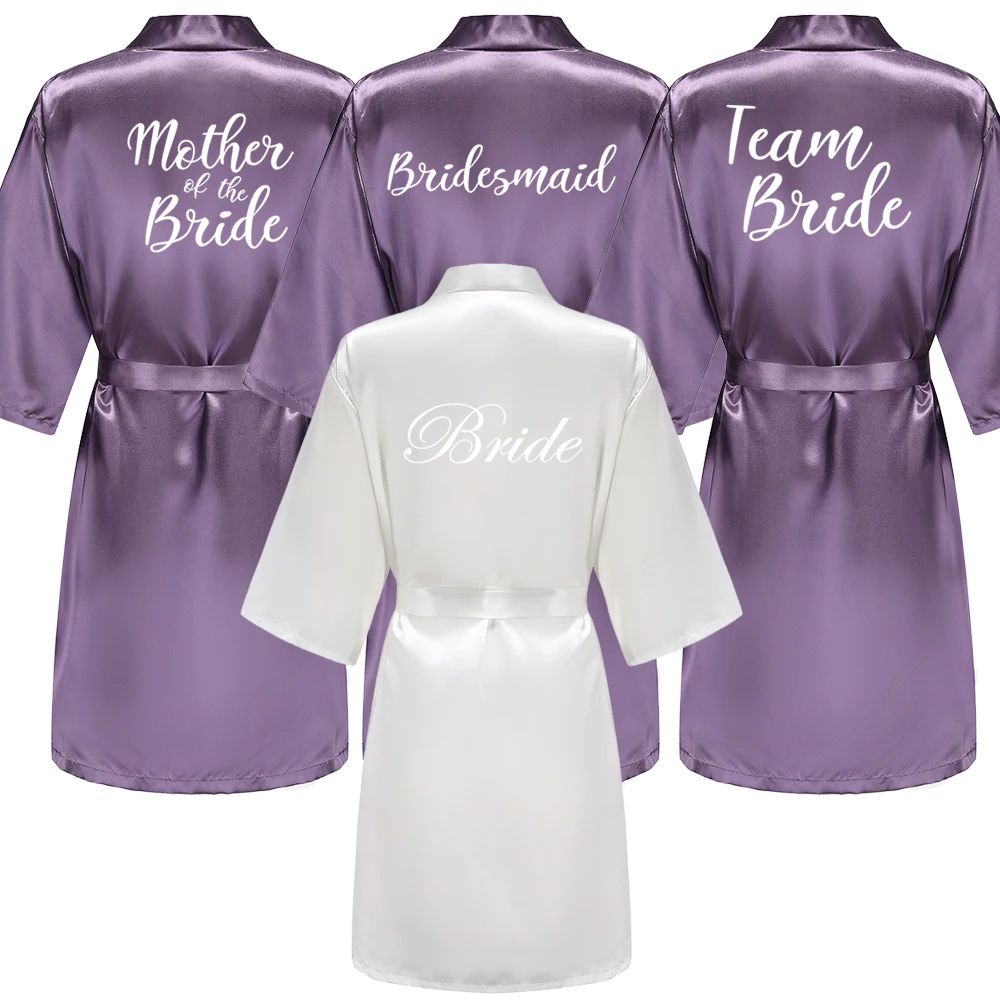 Elegant Satin Bridal Party Robe – Short Silk Bridesmaid & Bride Getting Ready Robe