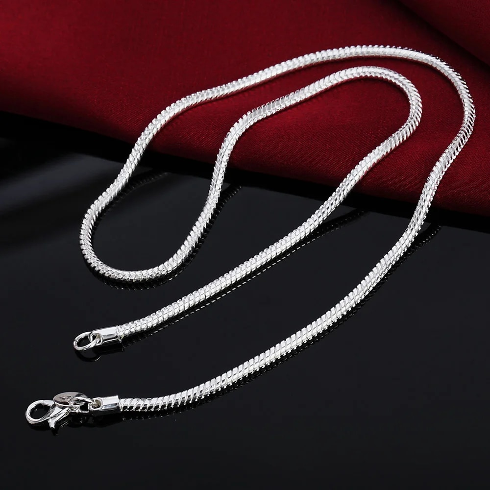 925 Sterling Silver Snake Chain Necklace: 1MM/2MM/3MM Width, 40-75cm Length, Fashion Jewelry for Men & Women, Ideal for