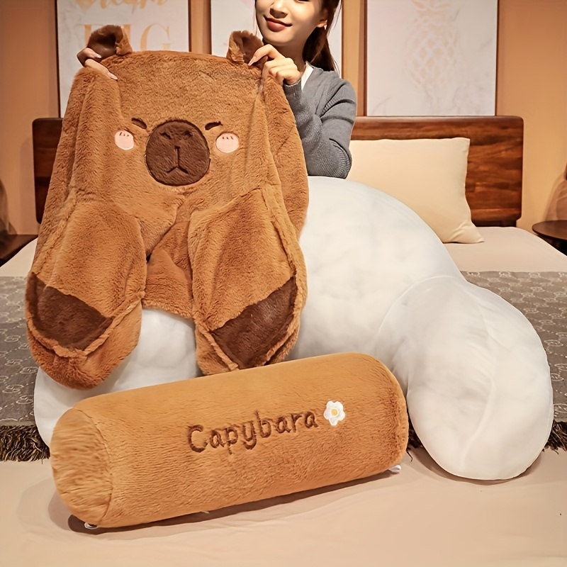 Adorable Large Capybara Backrest Cushion, Triangle Lumbar Support Pillow, Comfortable Reading Pillow